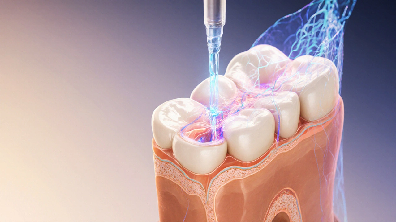 Cross-section of a tooth showing sealed dentinal tubules under a thin porcelain veneer.