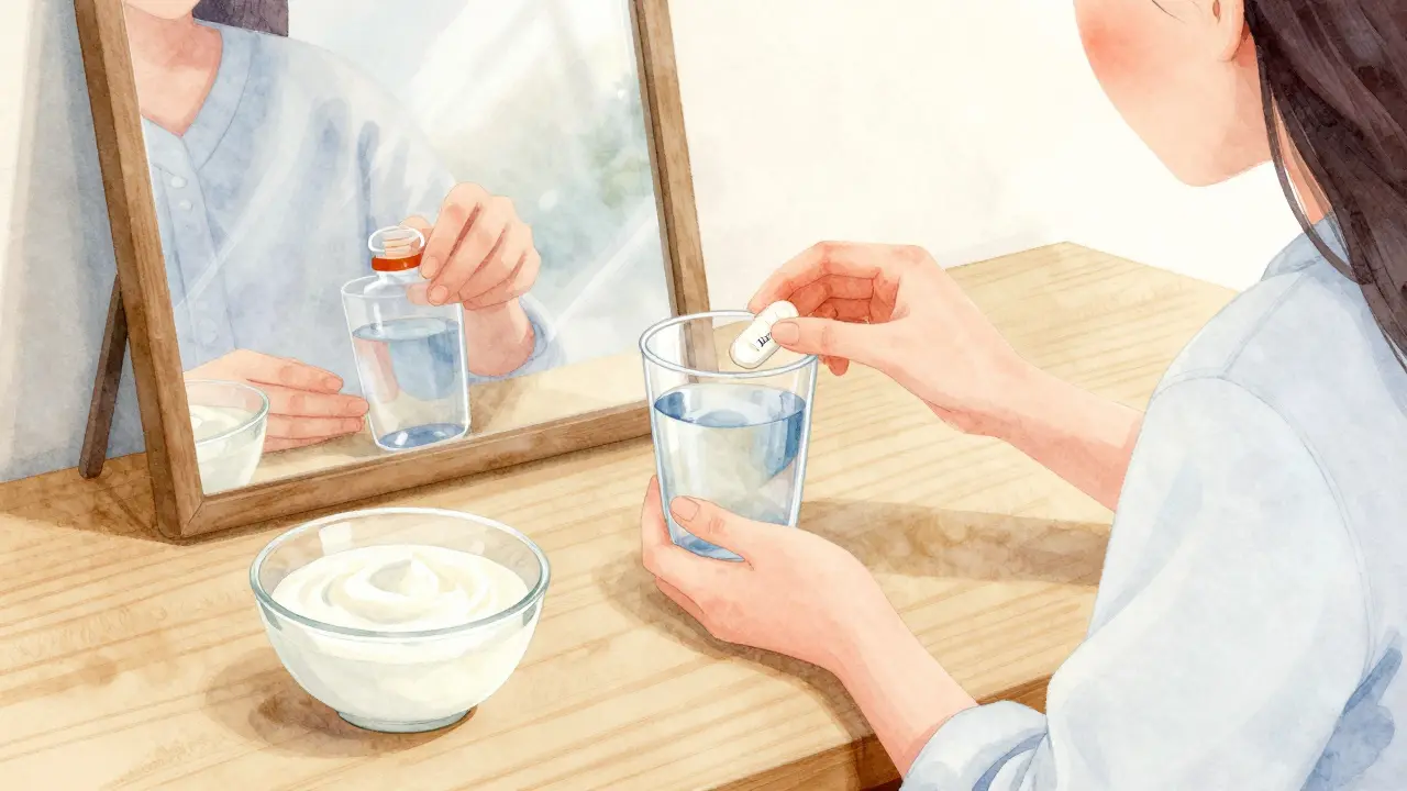 Osoba užívá ibuprofen po extrakci moudráku.