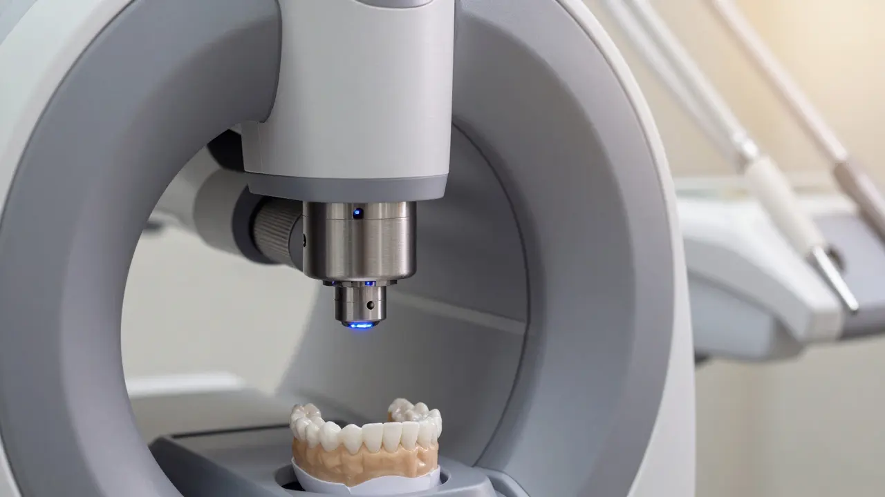 Detail moderního vybavení ve stomatologické laboratoři.