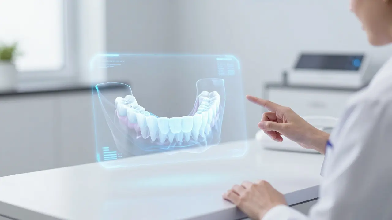 Digitální 3D plánování korekce předkusu a aplikace estetických fazet.