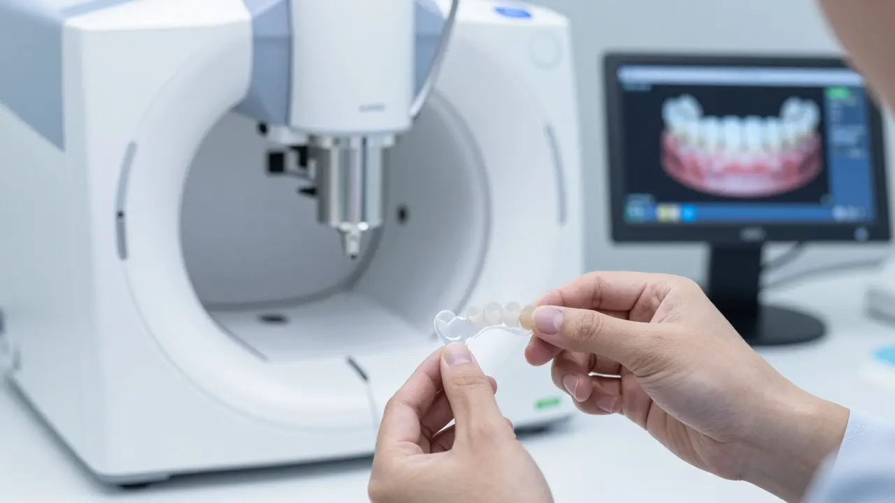 Technik v laboratoři připravuje porcelánovou obložku