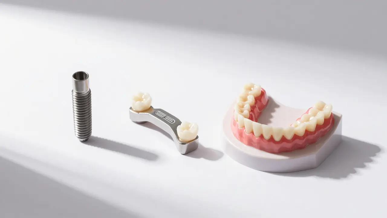Implantát, můstek a protéza jako možnosti náhrady zubu