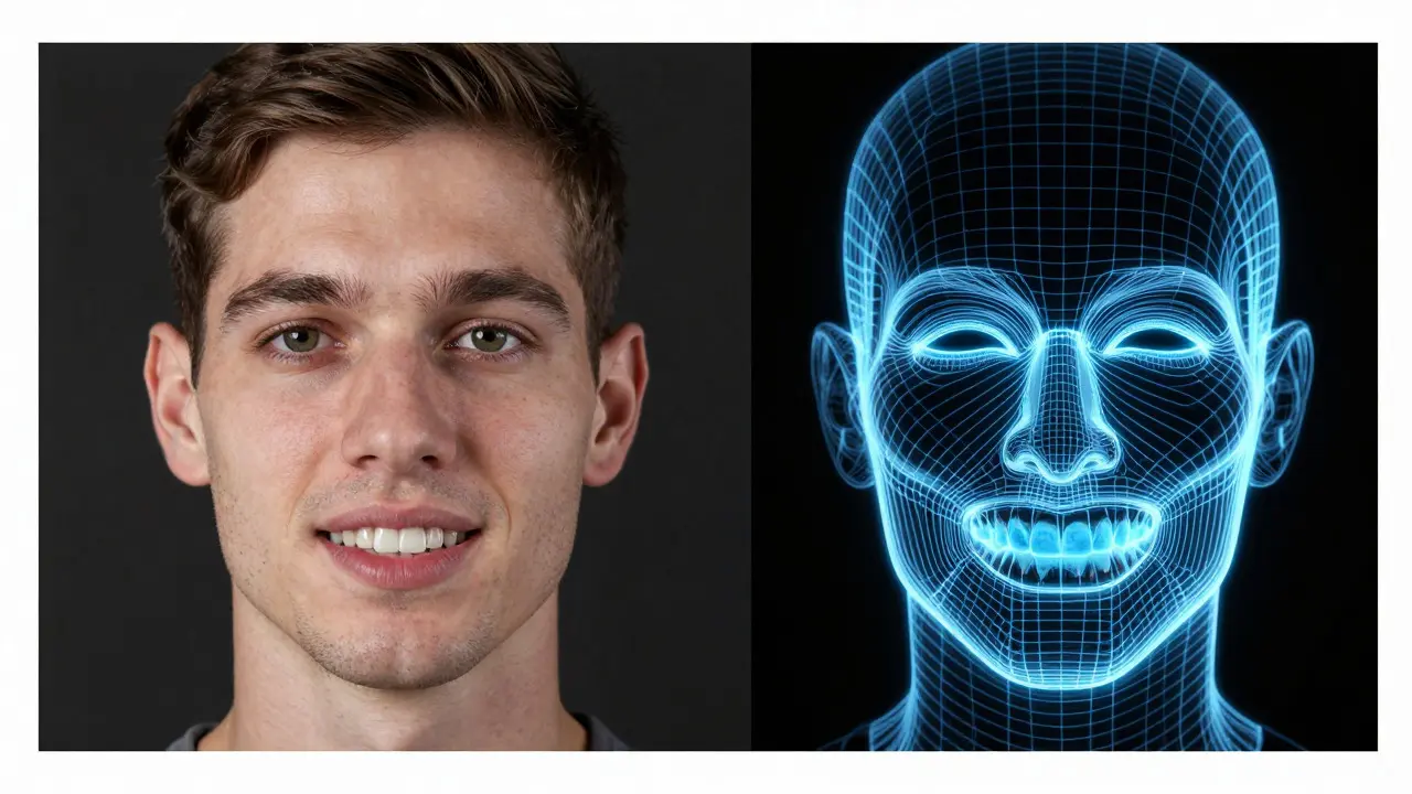 Digitální simulace úsměvu s grafickým překrytím obličeje