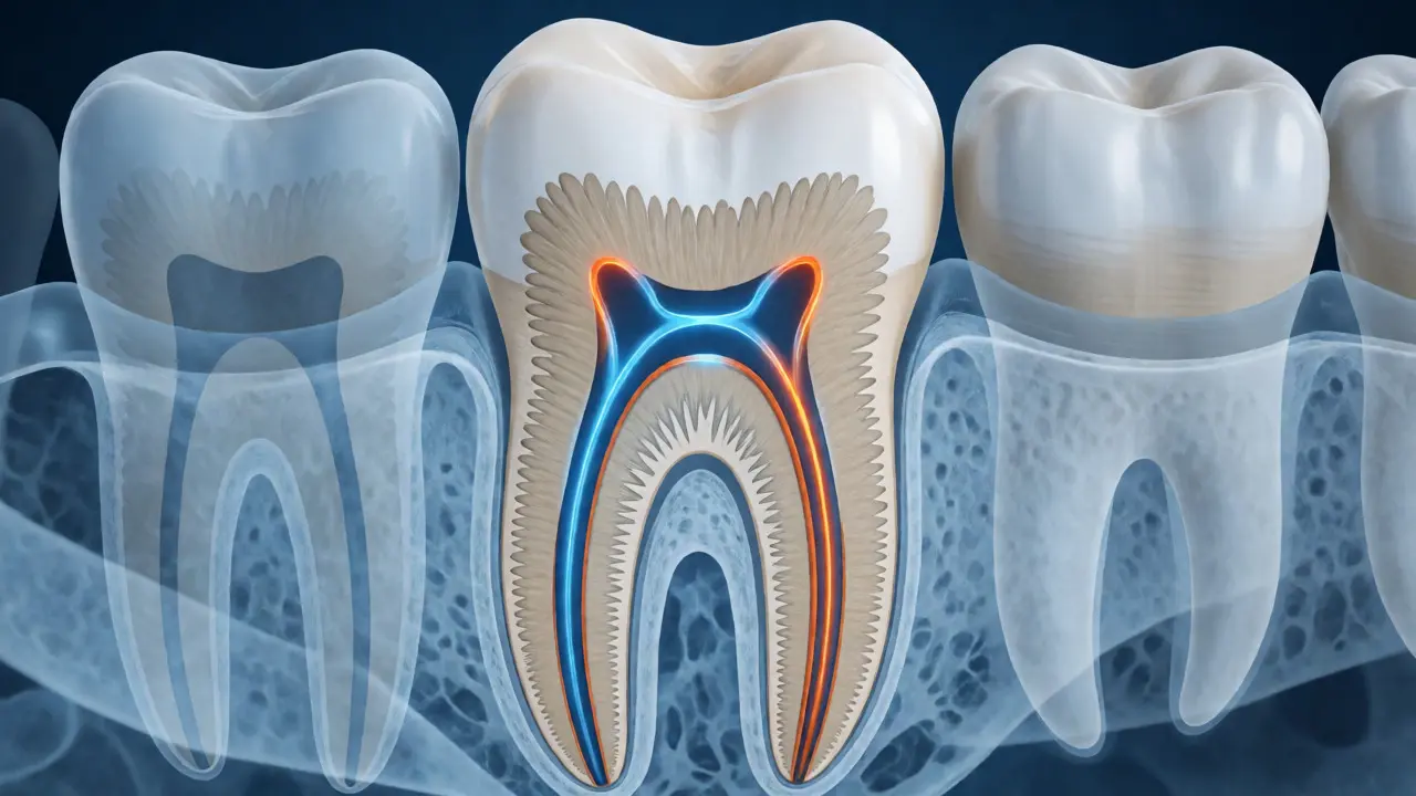 Ilustrace citlivosti zubu prostřednictvím dentinových kanálků