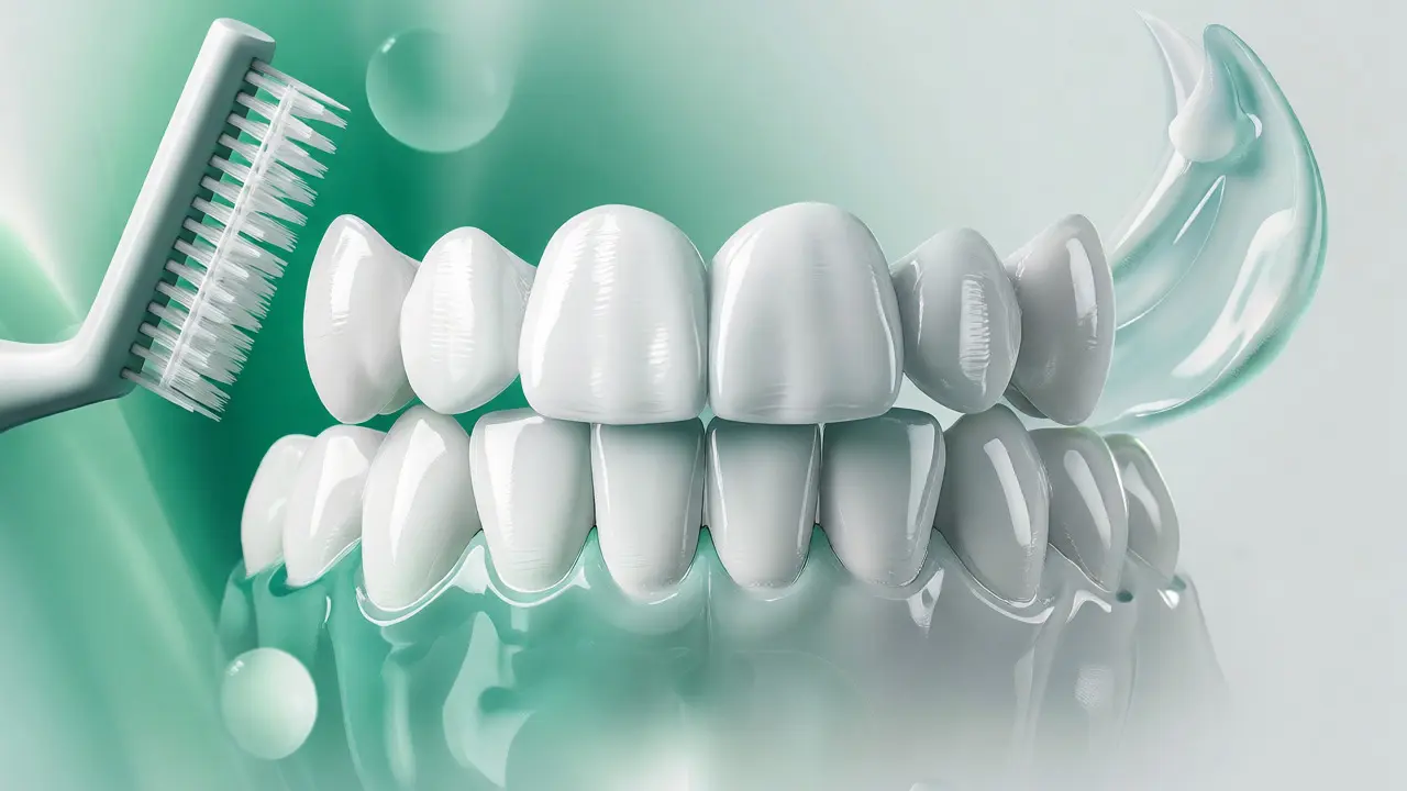Konceptuální zobrazení čistých zubů po ošetření s prvky hygieny